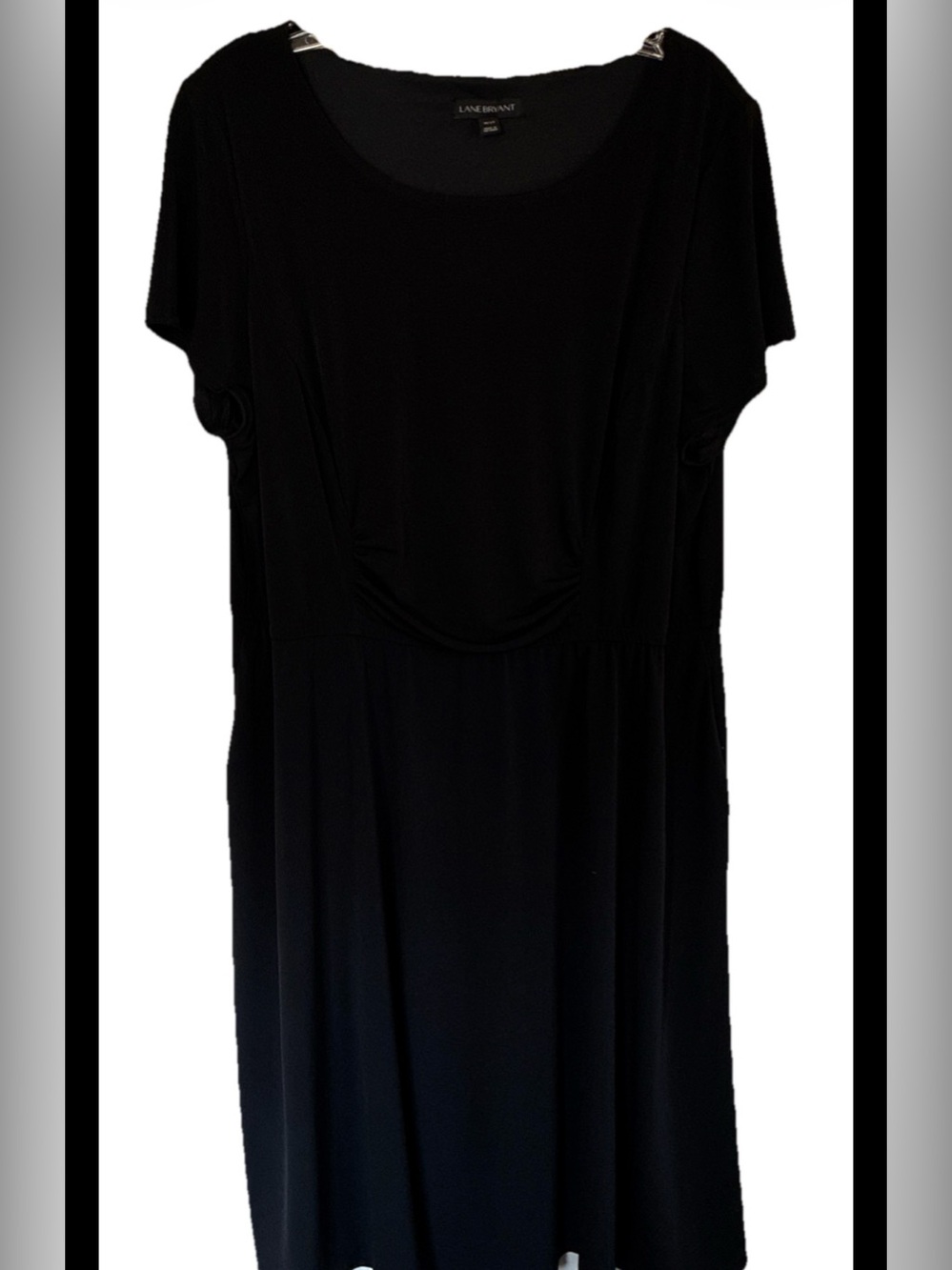 Lane Bryant- Elegant Knee Length Black Short Sleeve Stretchy Flow Dress Sz 18/20